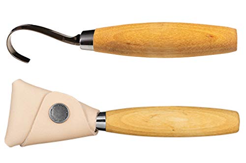 Morakniv 164 Правосторонний нож с крючком из нержавеющей стали с кожаными ножнами для резьбы по дереву