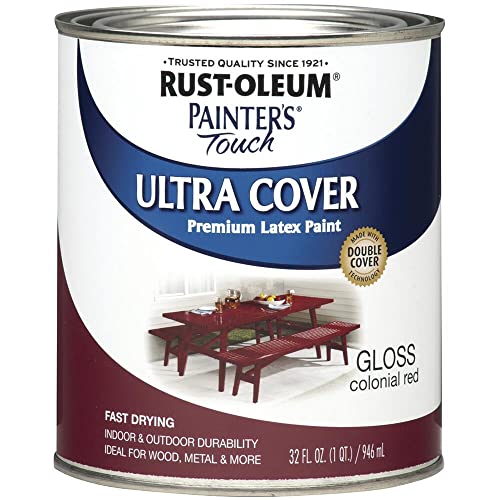 Rust-Oleum 1964502 Painter's Touch Brush Эмаль бояуы, 1 кварта (1 пакет), жылтыр колониялық қызыл, 32...