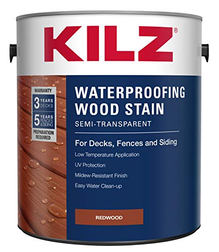 KILZ Waterproof Wood Stain, для наружных работ, полупрозрачный, красное дерево, 1 галлон