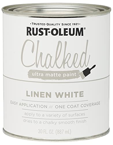 Rust-Oleum 285140 Ультраматовая мелованная краска для внутренних работ 30 унций, 30 жидких унций (упаковка из 1), льняной белый