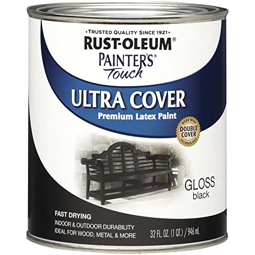 Rust-Oleum Latex Paint 1979502 Painter's Touch, кварта, қара жылтыр, 1 кварт